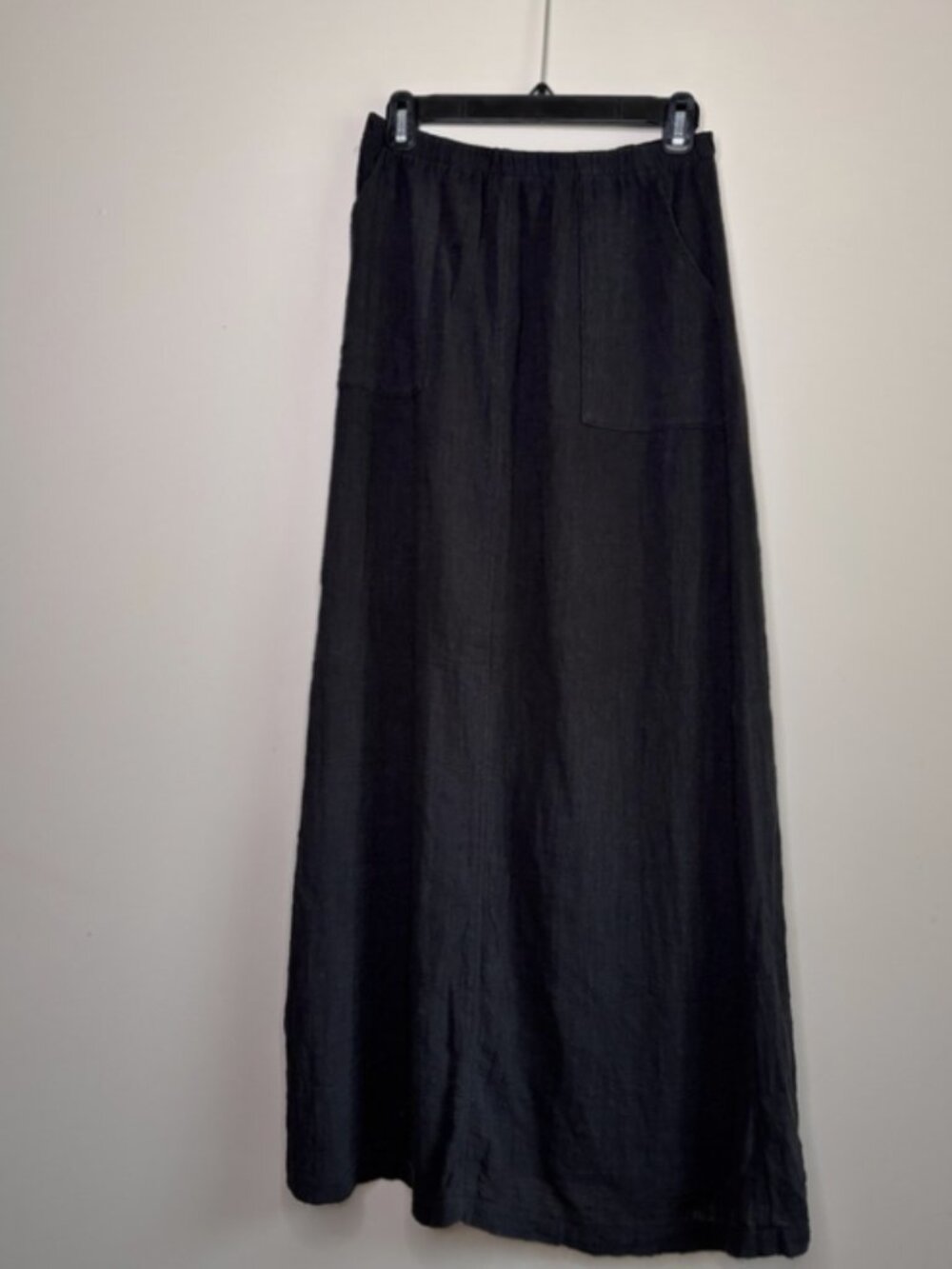 Maxi Skirt Linen Blend Lightweight Black Size Small